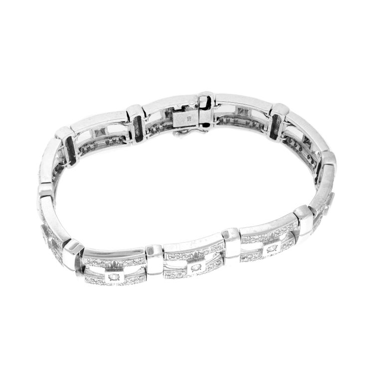 White Gold and Diamond Men's Bracelet at 1stDibs | mens diamond link ...