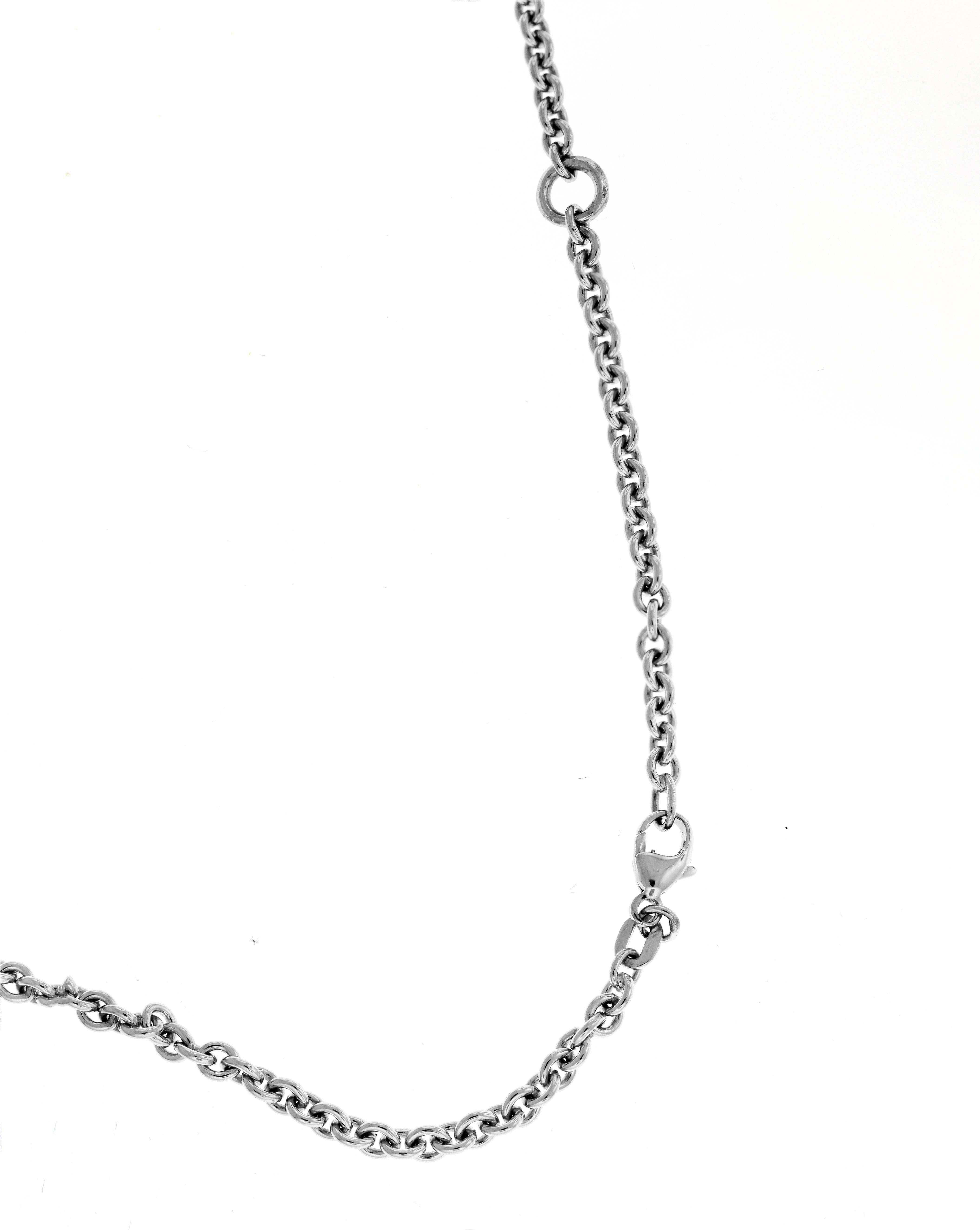 Antonini Platinum and White Gold Diamond Pendant Chain Necklace In Excellent Condition In Boca Raton, FL