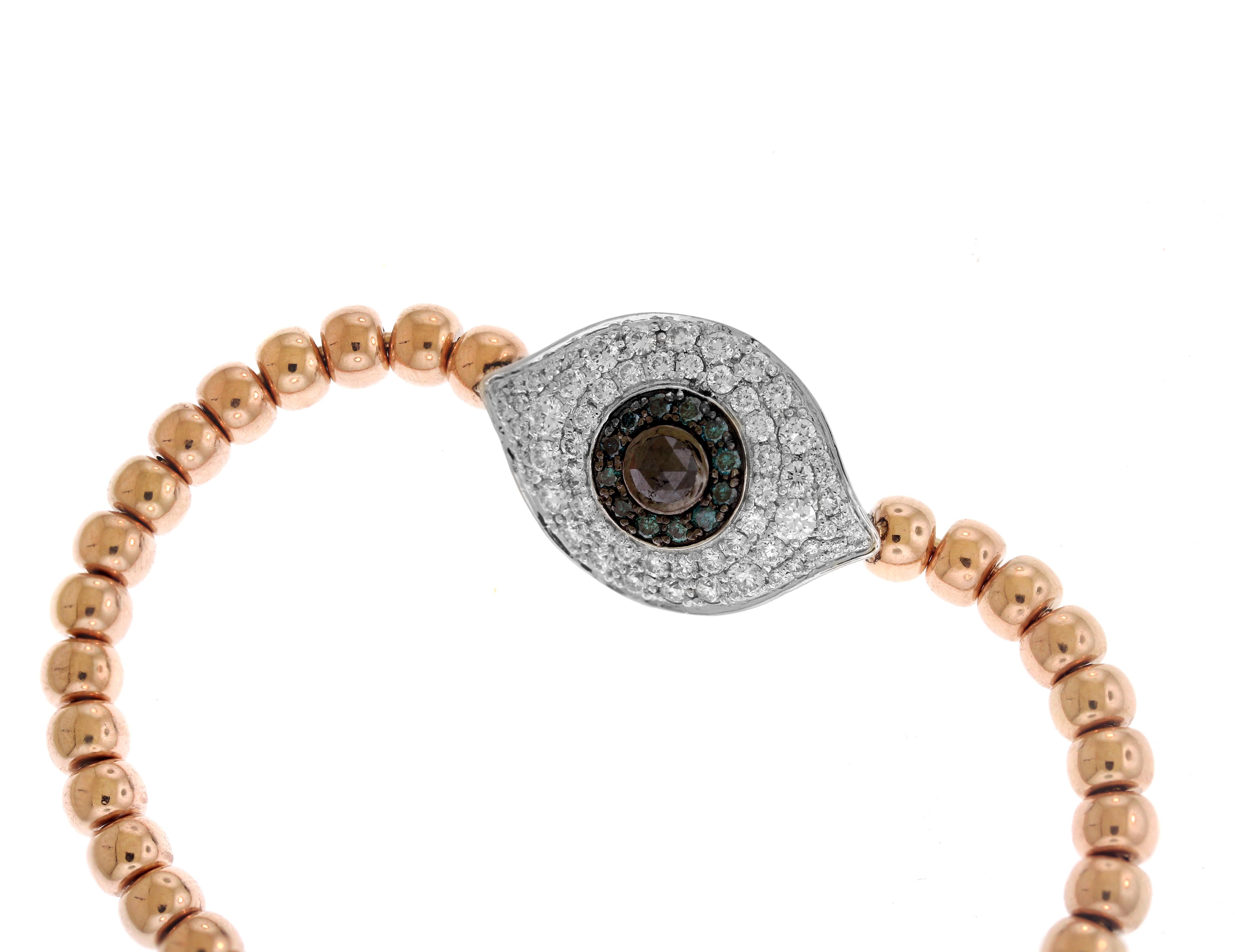 IF YOU ARE REALLY INTERESTED, CONTACT US WITH ANY REASONABLE OFFER. WE WILL TRY OUR BEST TO MAKE YOU HAPPY!

14K Rose and White Gold Black Diamond Flexible Evil Eye Bracelet 

1.33 carat H color, SI clarity White Diamonds

0.26 carat Black