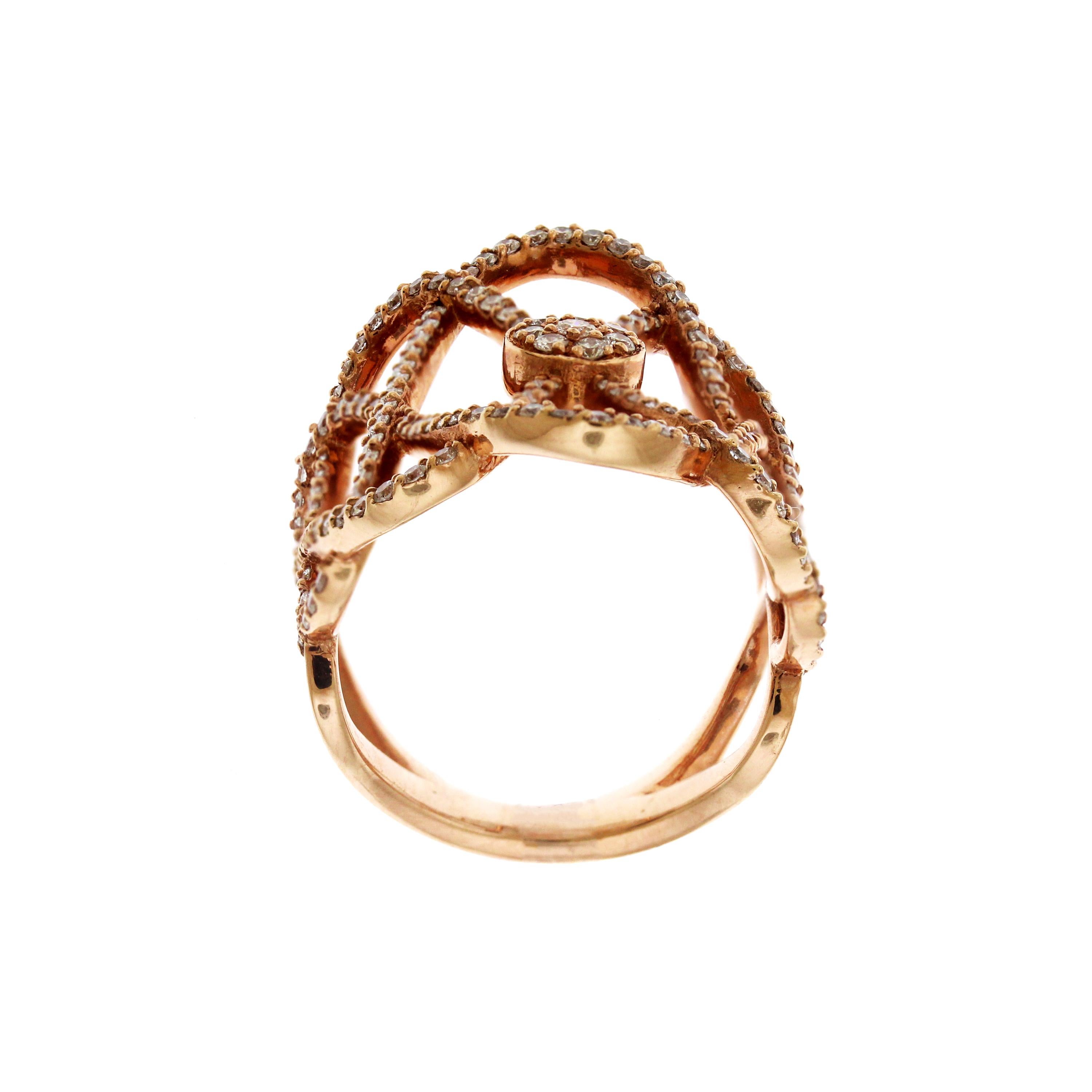 Rose Gold and Diamond Entwined Ring In New Condition In Boca Raton, FL