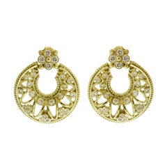 Diamond Hanging Drop Earrings with Yellow Gold Stambolian