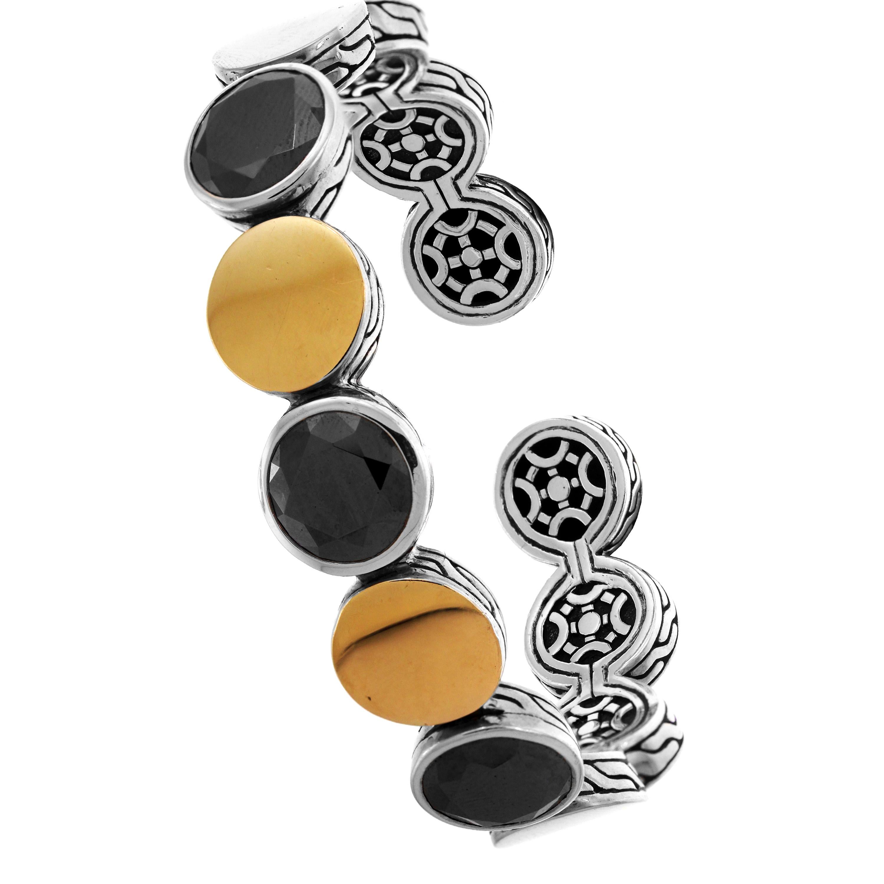 Women's John Hardy Sterling Silver and Yellow Gold Black Spinel Cuff Bracelet Set