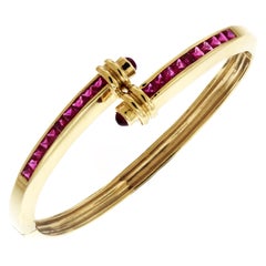 Yellow Gold and Ruby Crossover Bracelet