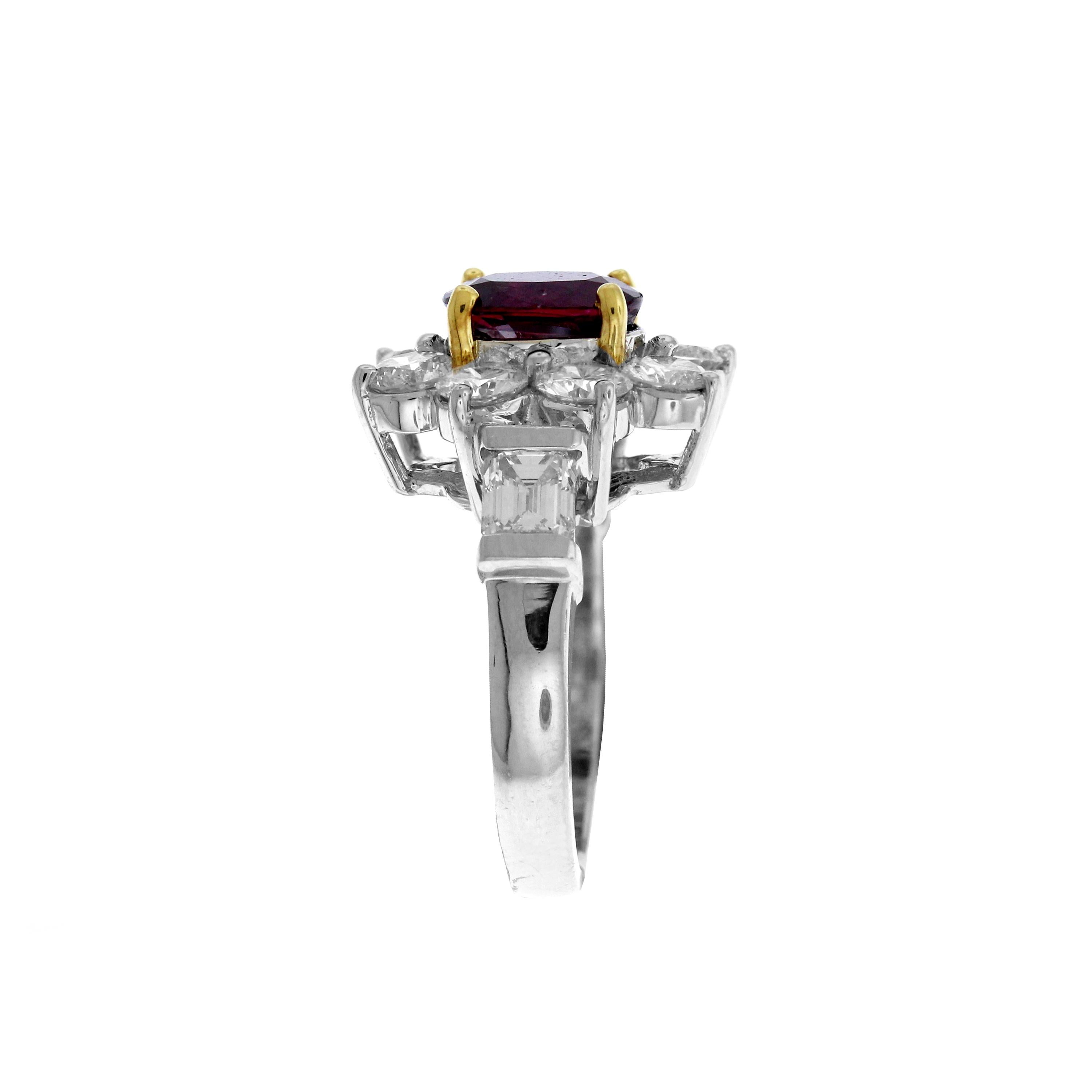 Oval Cut Ruby Ring with Diamonds Platinum