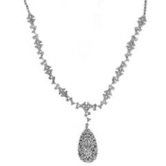 White Gold and Diamond Necklace with Pear Shape Pendant Drop