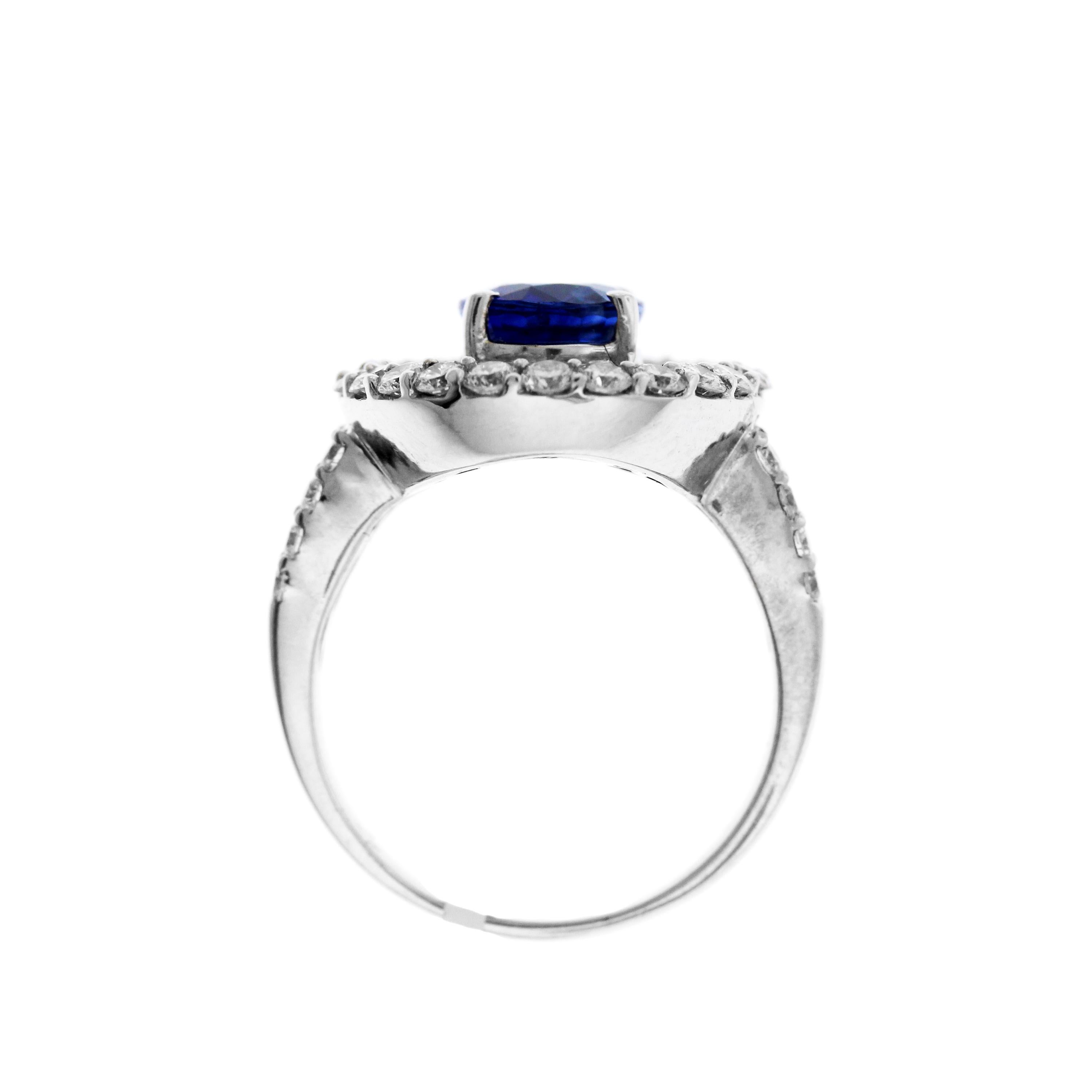 blue sapphire ring with baguette diamonds