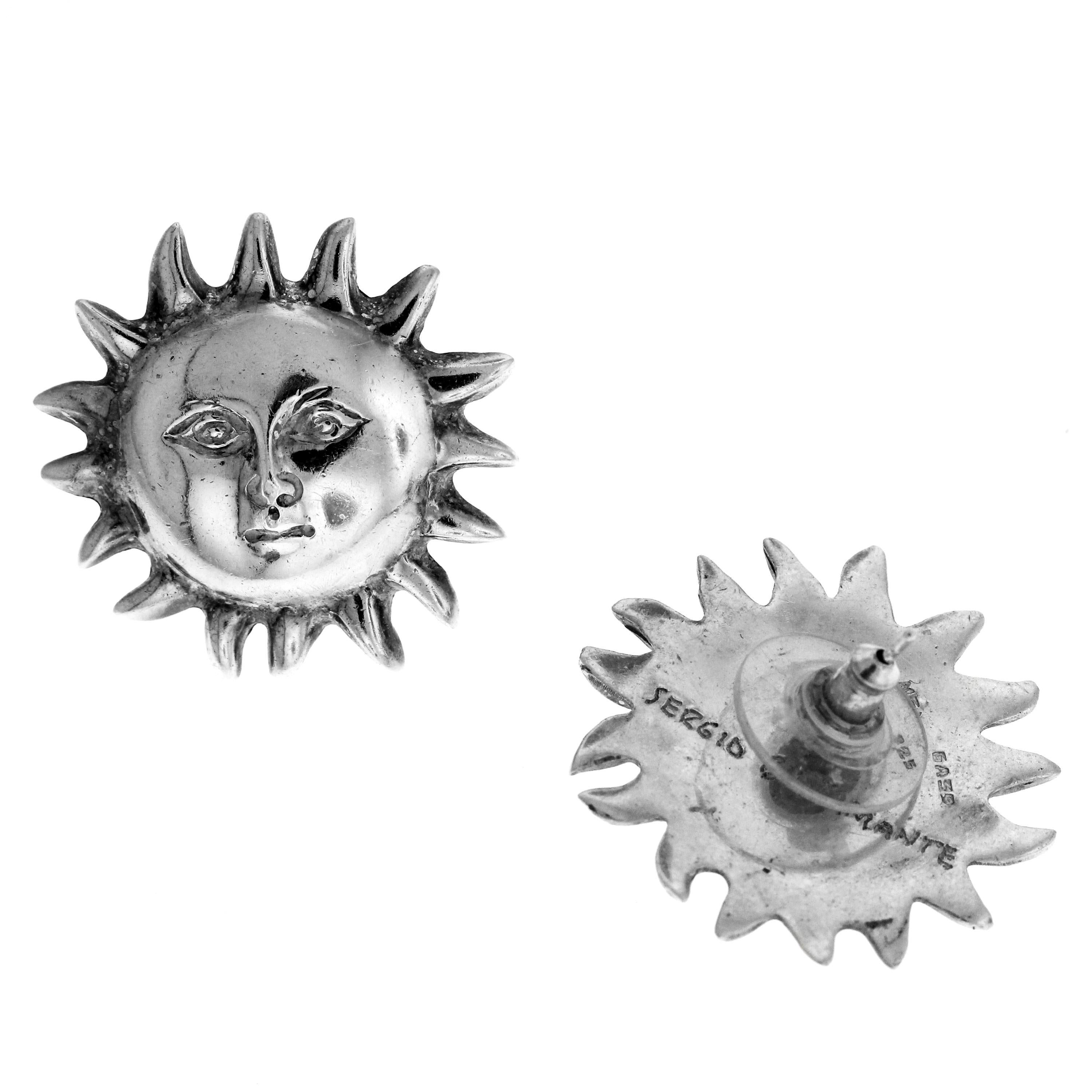 Women's Sterling Silver Bracelet and Earring Set Sergio Bustamante Sun and Moon 