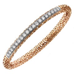Rose and White Gold Diamond Checkered Bracelet For Sale at 1stdibs