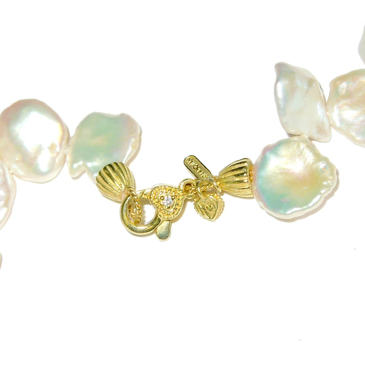 Stambolian Keshi Pearl Diamond Gold Necklace 3
