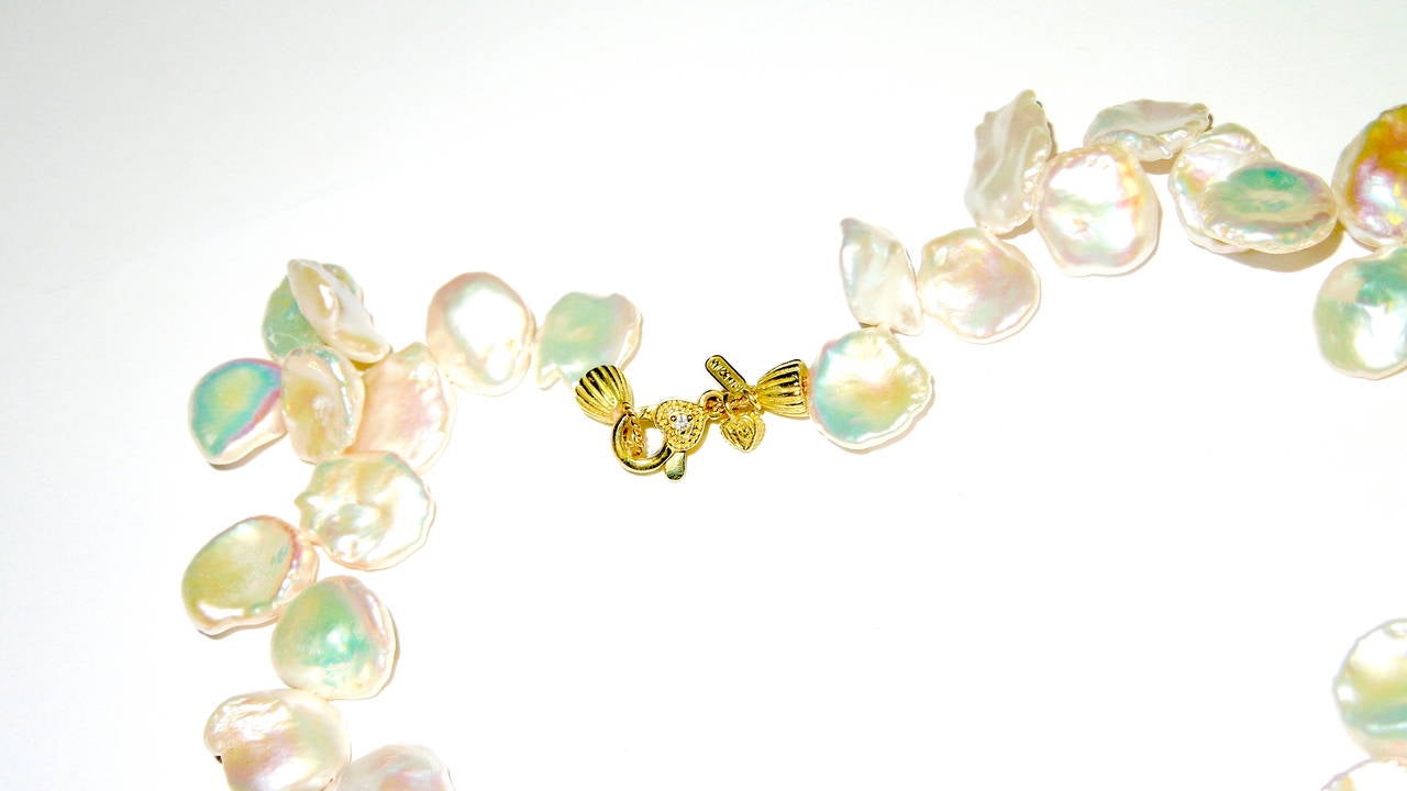Stambolian Keshi Pearl Diamond Gold Necklace 2