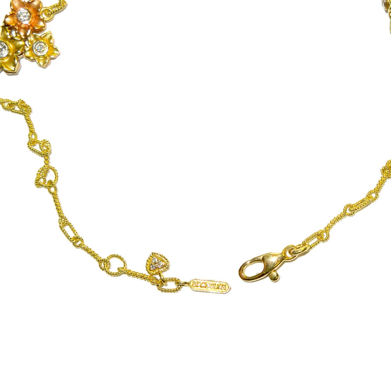 Eden Garden Tri-Color Diamond Gold Necklace In New Condition In Boca Raton, FL