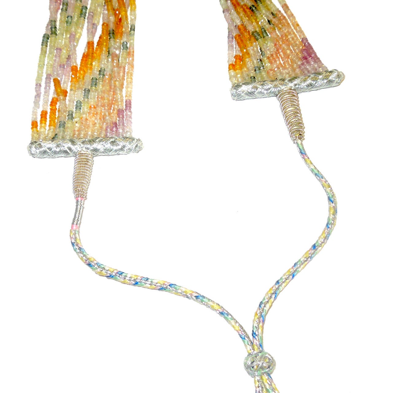 15 Strand Multicolor Sapphire Bead Necklace In New Condition In Boca Raton, FL