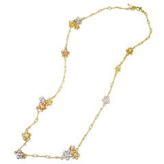 Eden Garden Tri-Color Diamond Gold Necklace