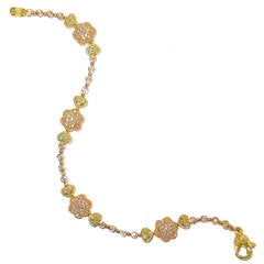 Diamond Gold Floral Design Bracelet