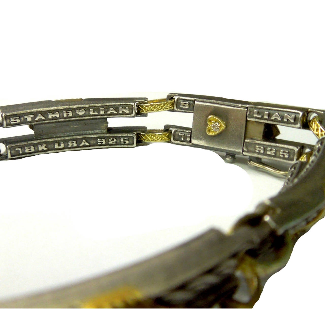 Stambolian Silver Gold Unisex Link Bracelet In New Condition In Boca Raton, FL