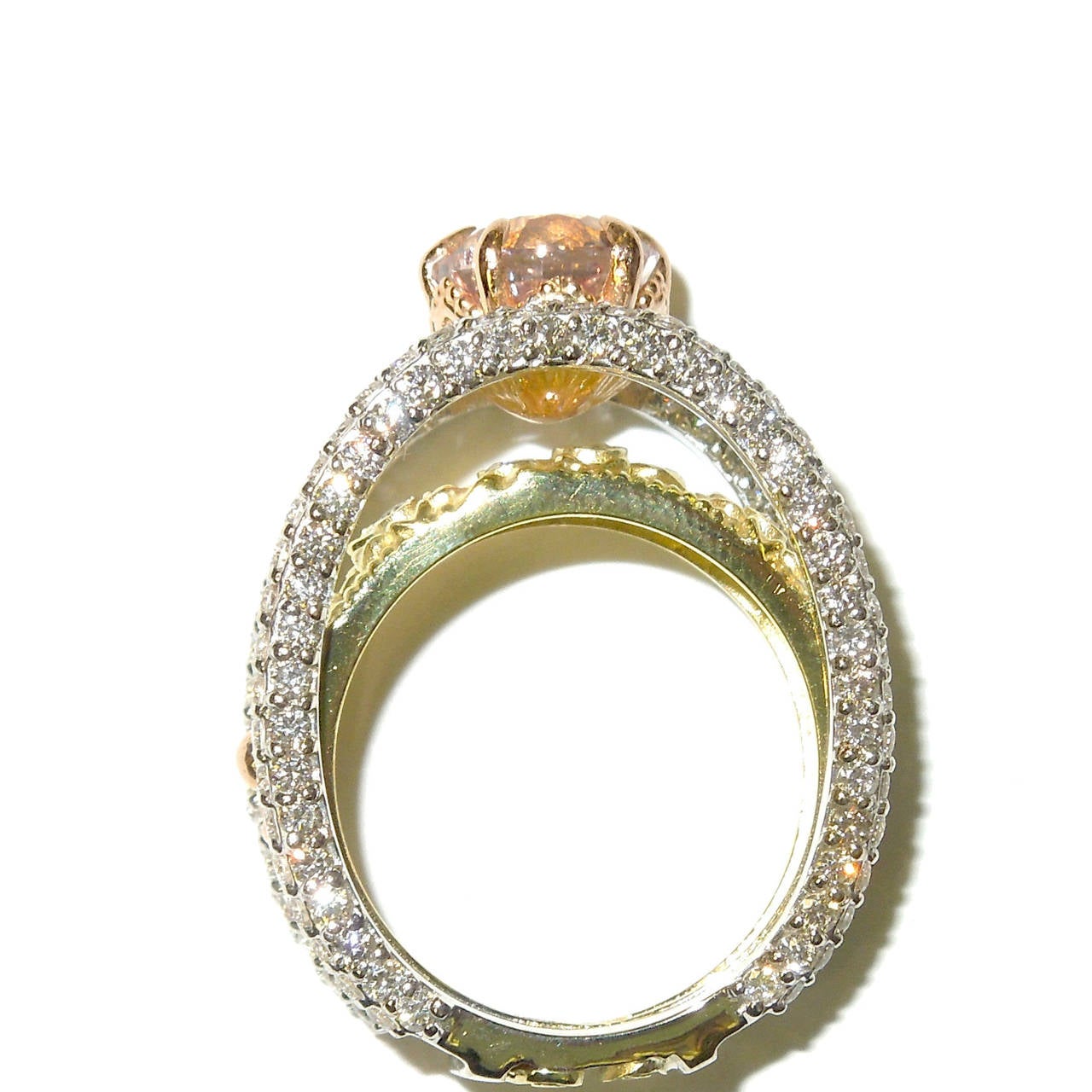 Women's Stambolian Orange-Yellow Sapphire Diamond Gold Ring