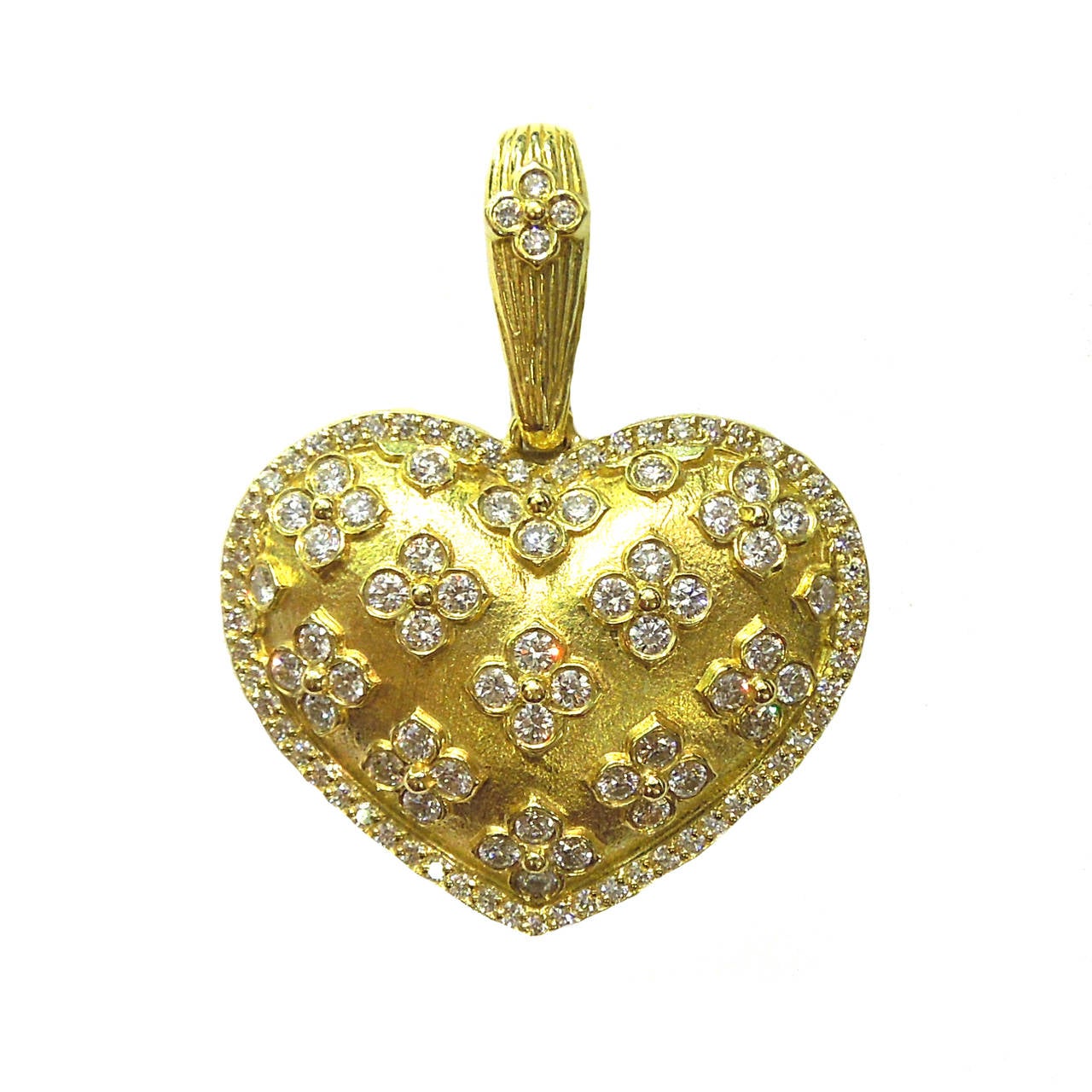 Stambolian Diamond Gold Heart Pendant Enhancer For Sale at 1stDibs