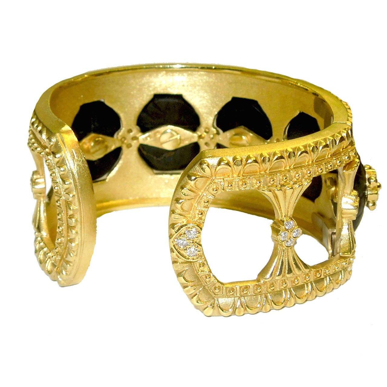 Stambolian Black Onyx Diamond Gold Bangle Bracelet In New Condition In Boca Raton, FL