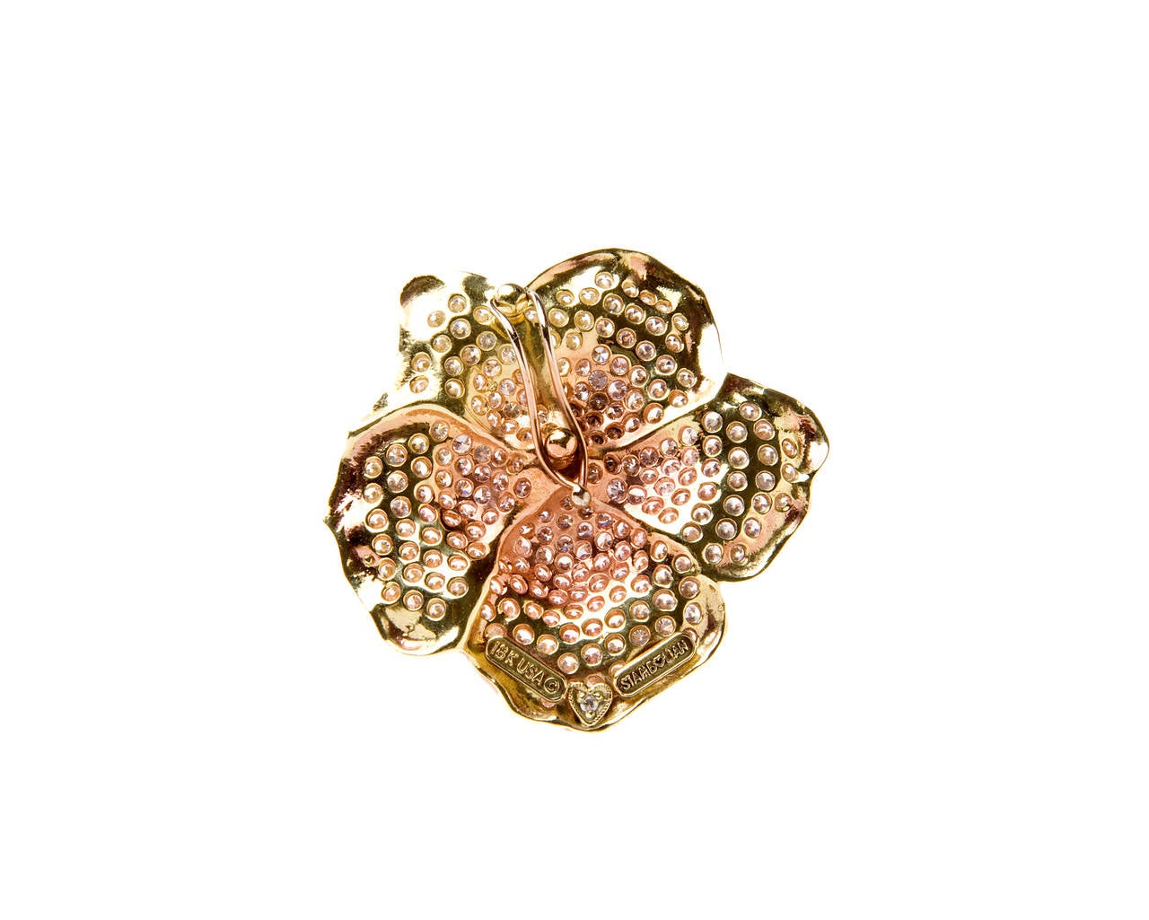 Stambolian Diamond Gold Floral Pendant Enhancer In New Condition In Boca Raton, FL
