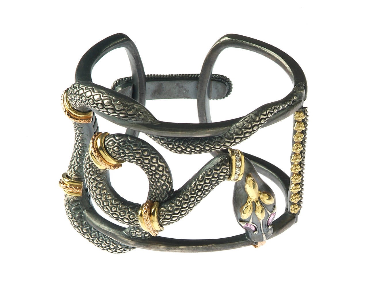 Aged Silver & 18K Gold Bangle Bracelet from our 