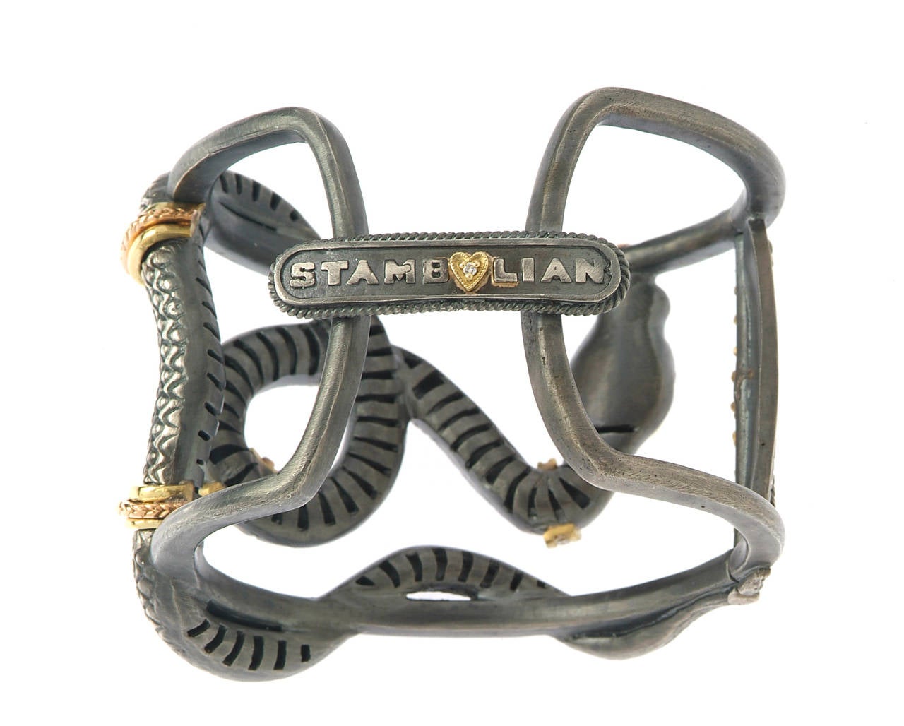 Women's Stambolian Silver Gold Serpentine Bangle Bracelet