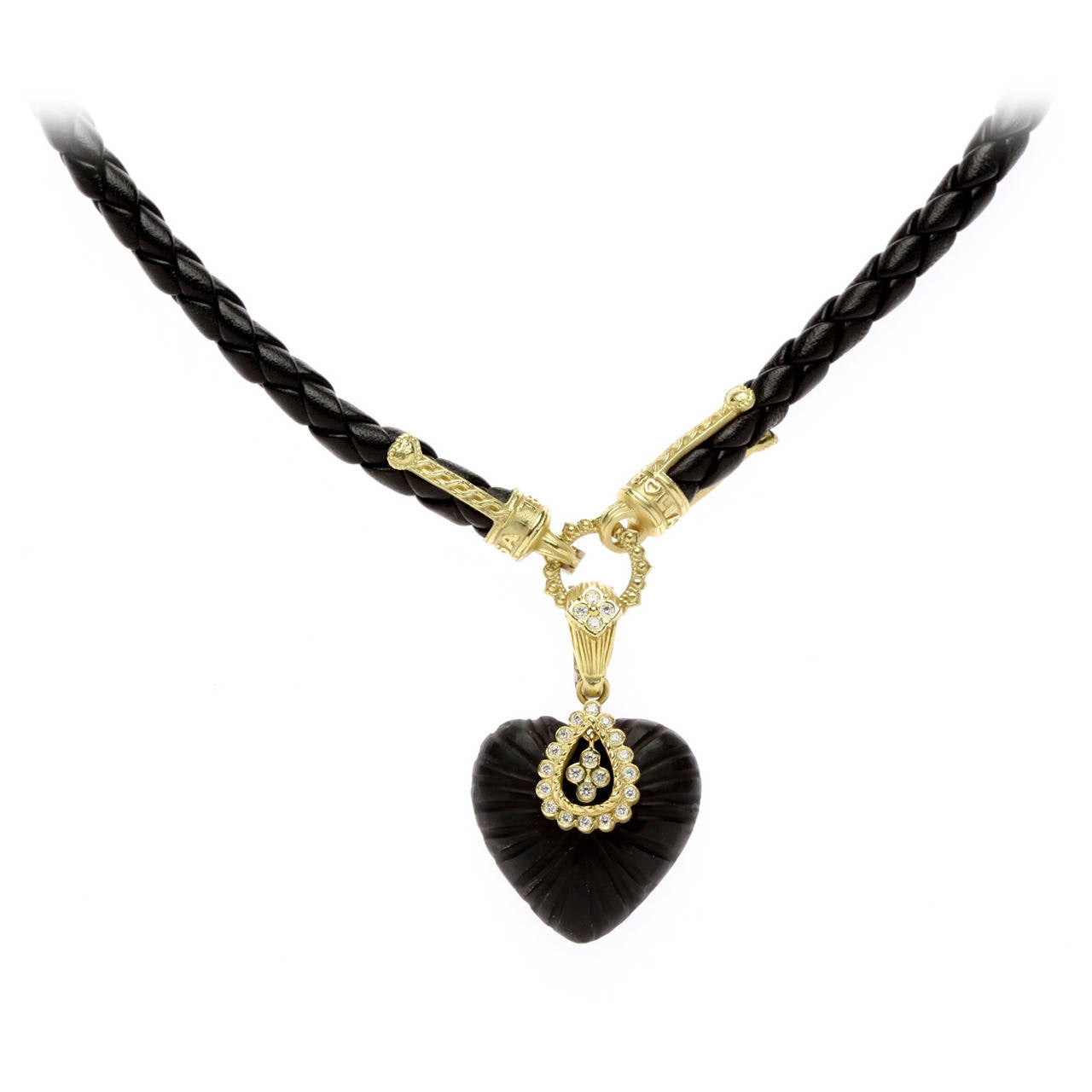 Stambolian Frosted Onyx Gold Pendant Black Leather Necklace