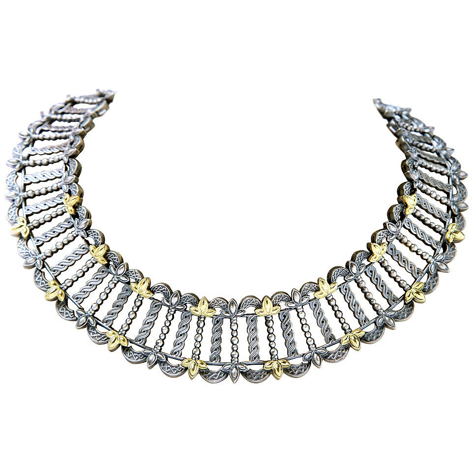 Silver Gold Necklace at 1stDibs