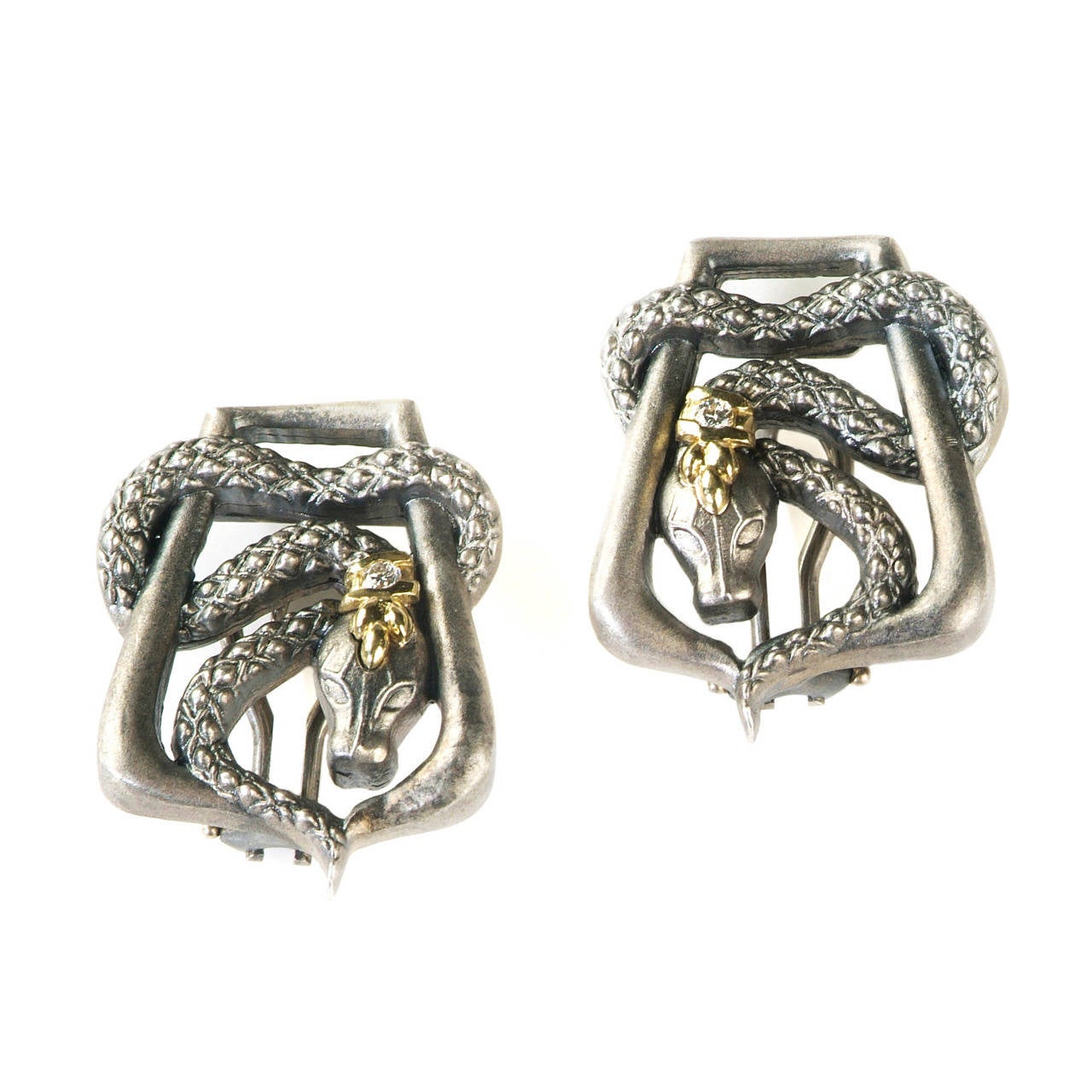 Stambolian Silver Gold Snake Earrings