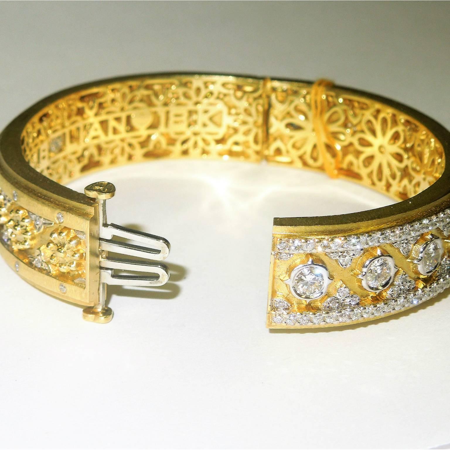 Women's Stambolian Diamond Gold Bangle Bracelet 