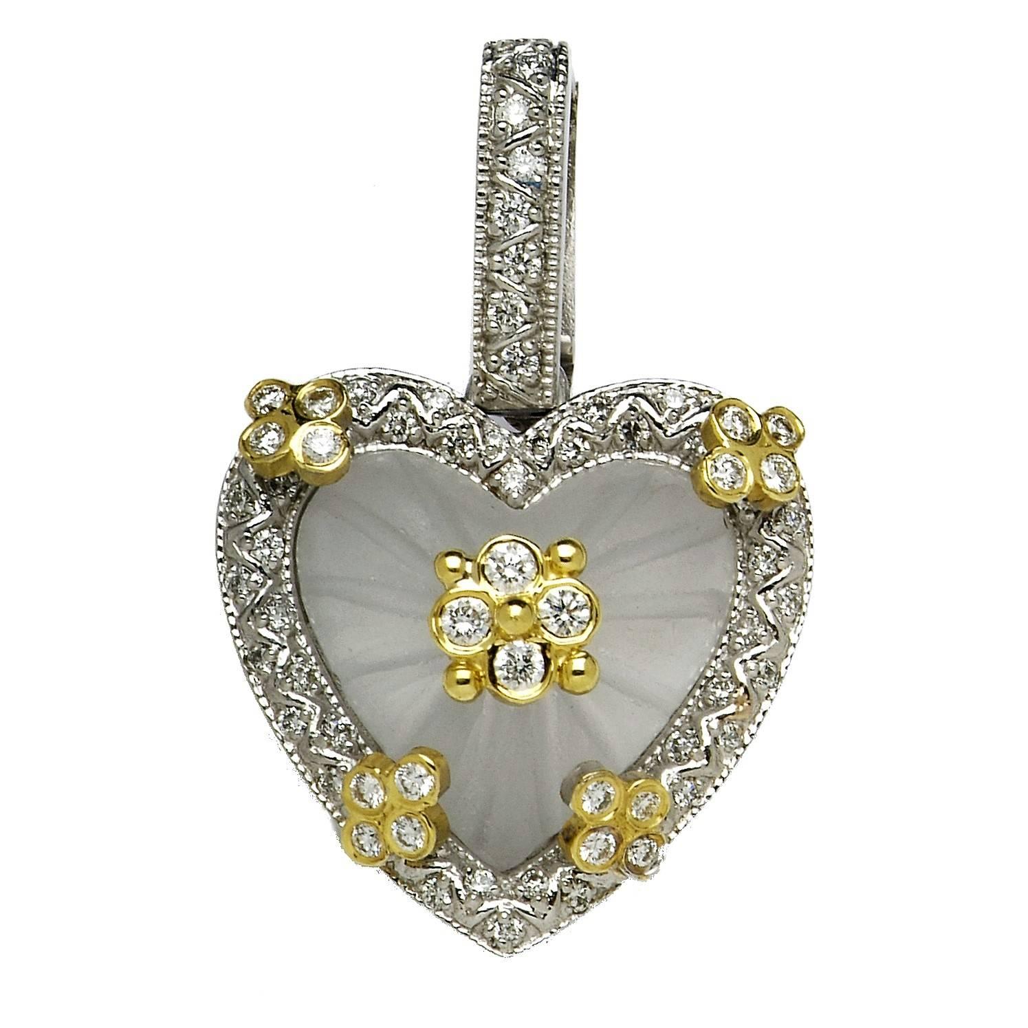 Stambolian Heart Enhancer und Diamant Goldkette Halskette im Zustand „Neu“ in Boca Raton, FL