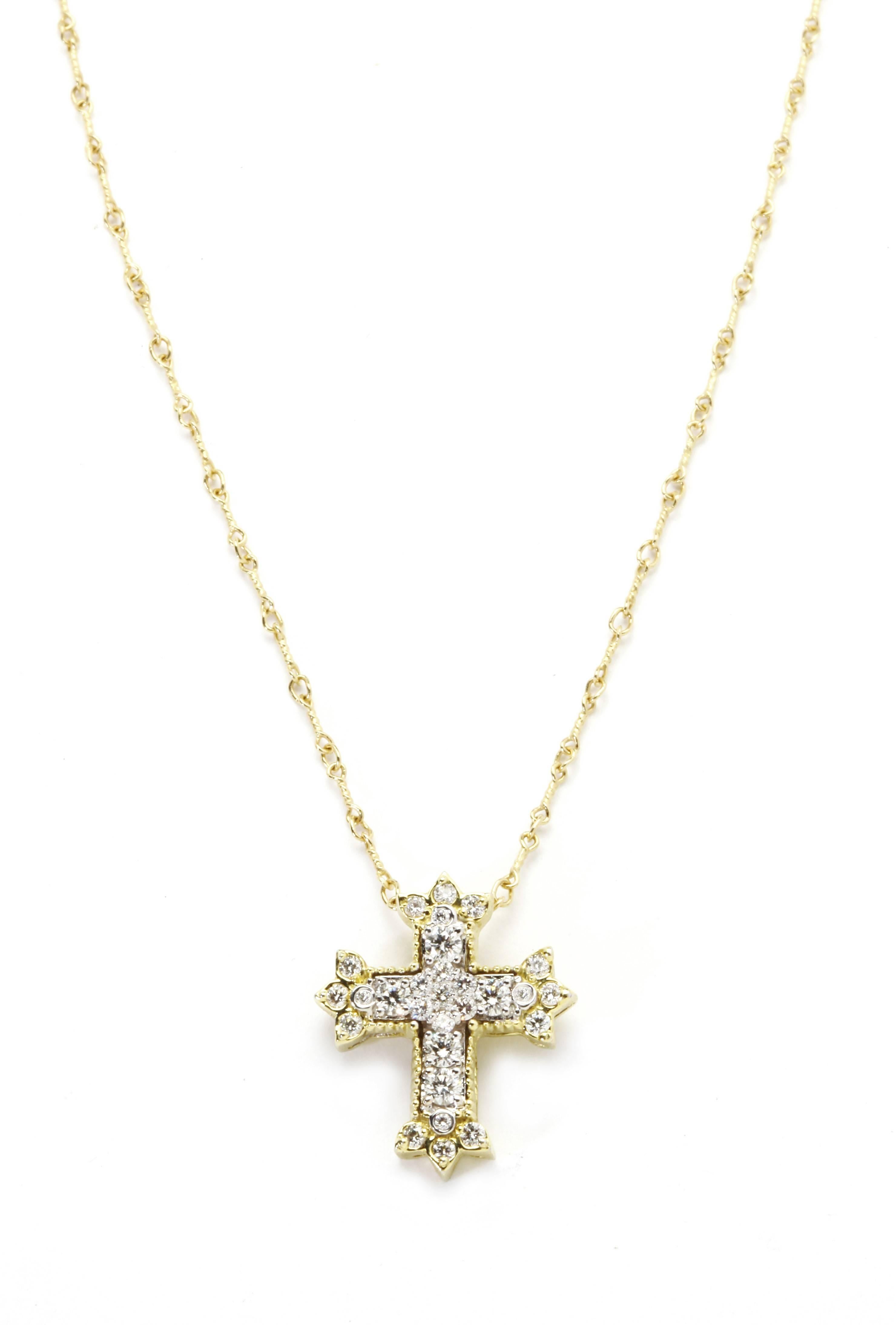 Stambolian Diamond Gold Cross Necklace In New Condition In Boca Raton, FL