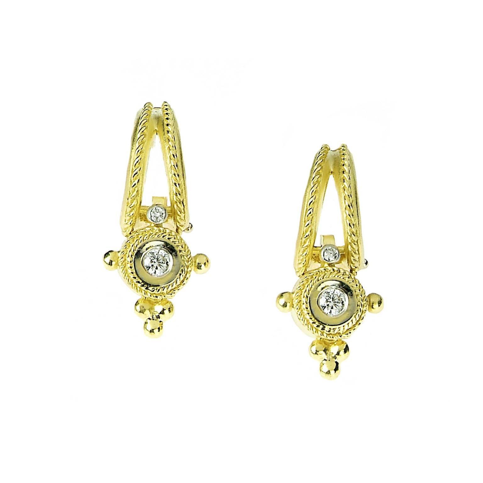 Stambolian Gold and Diamond Drop Earrings