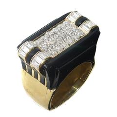 Special Cut Onyx Diamond Gold Ring 2
