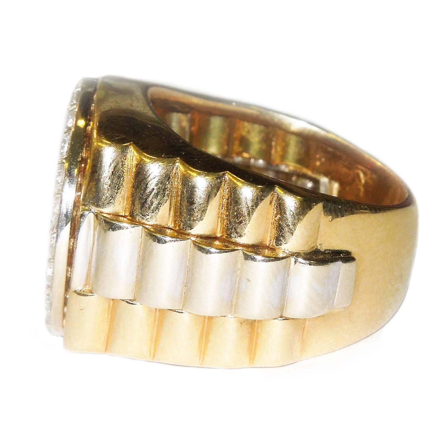 Diamond Gold Small Crown Ring In Excellent Condition In Boca Raton, FL