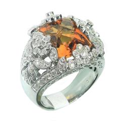 Citrine Diamond Gold Flower Ring 8