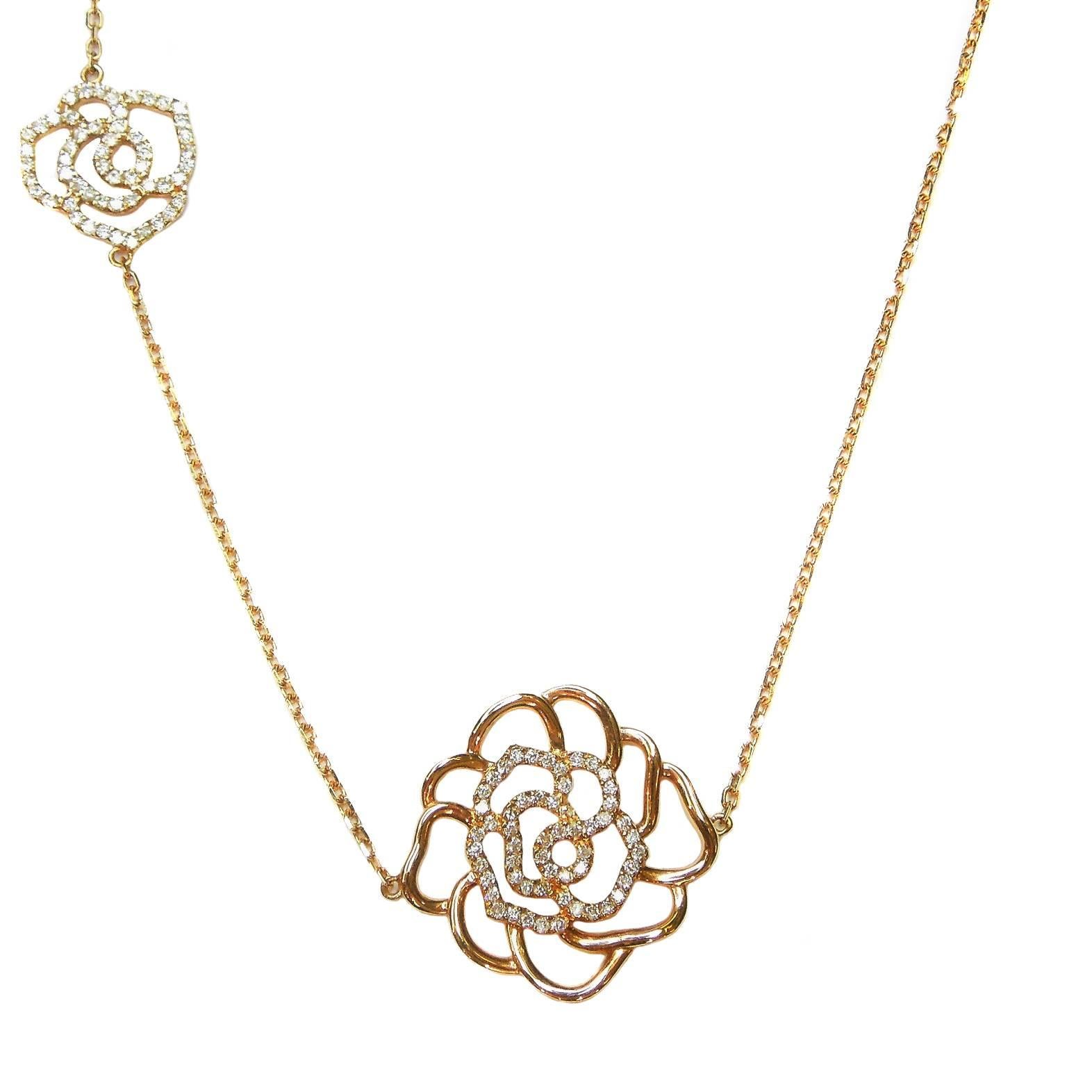 Diamond Pink Gold Pendant Necklace