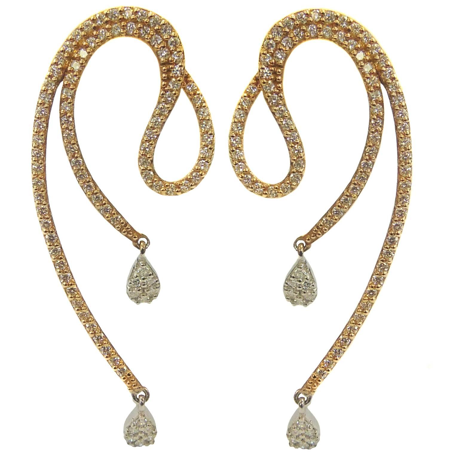 Diamond Pink Gold Drop Earrings