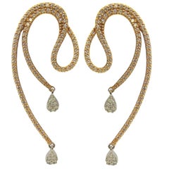 Diamond Pink Gold Drop Earrings 2