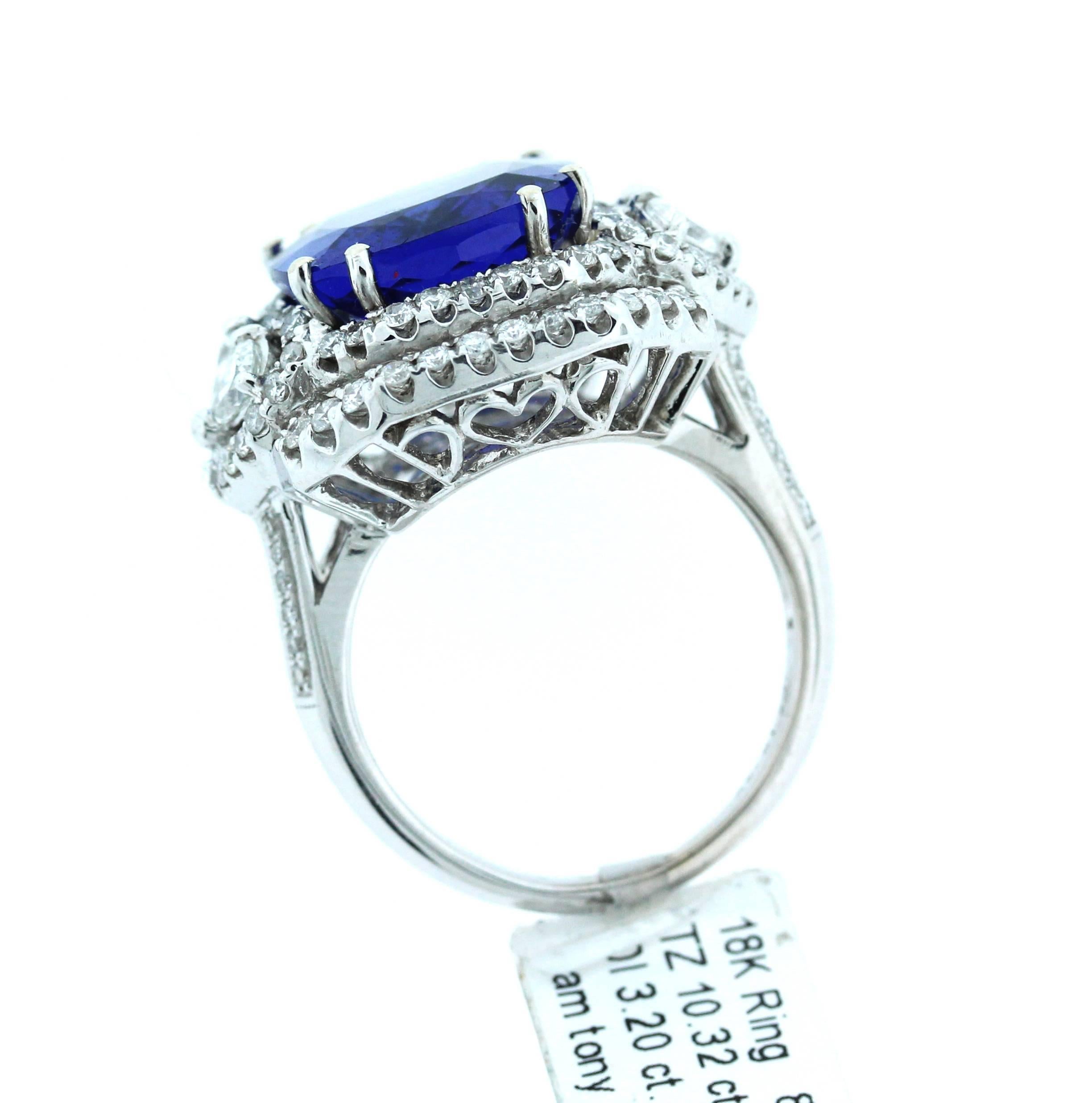 10.32 Carat Tanzanite Ring with Diamonds 2