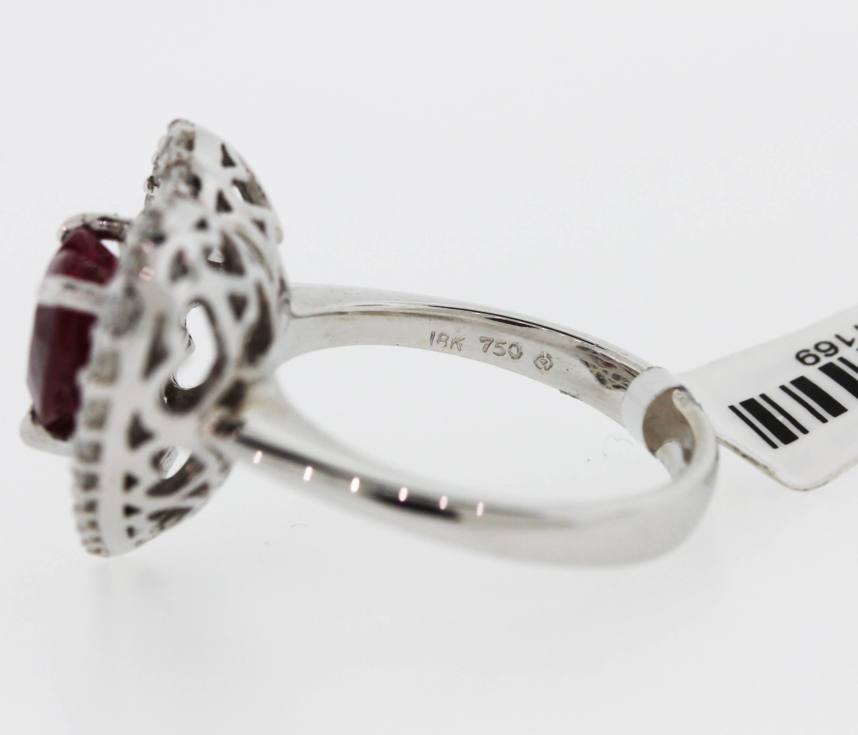 GIA Certified 2.57 Carat Burma Heart Shape Ruby Diamond Platinum Ring ...