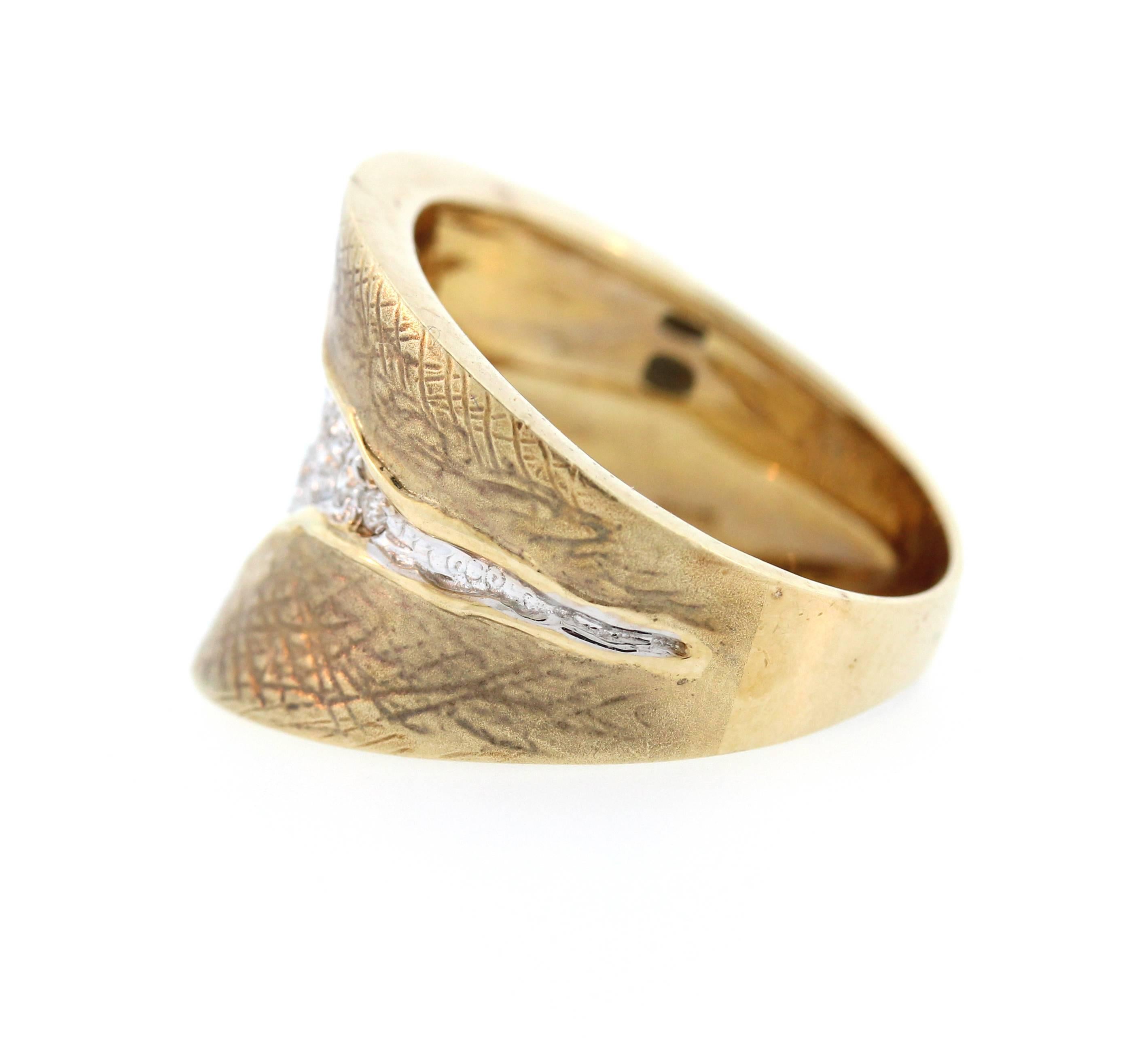Women's Gold Ring with Pave Diamond Centre