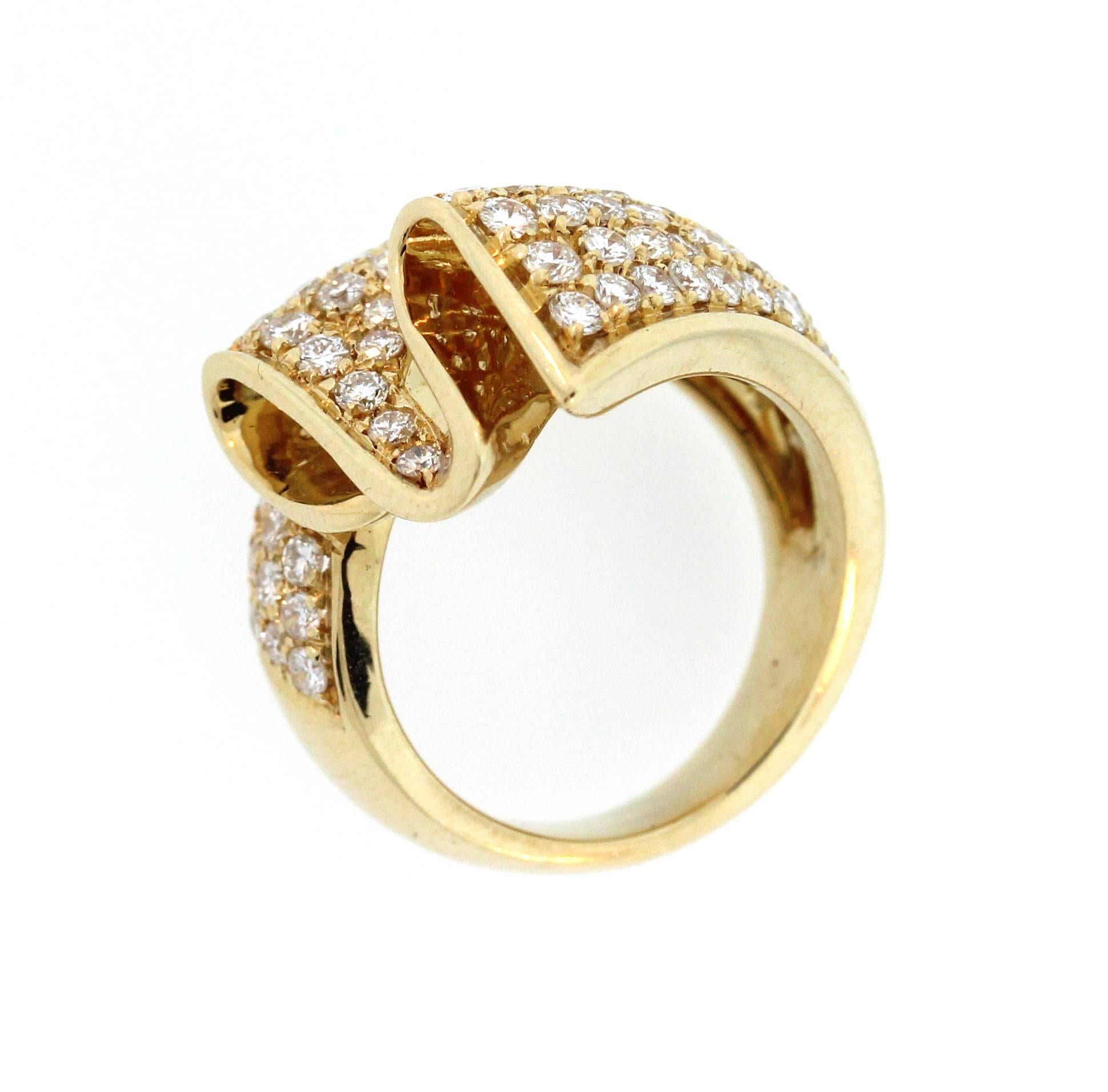 Gold and Diamond Ribbon Ring 1