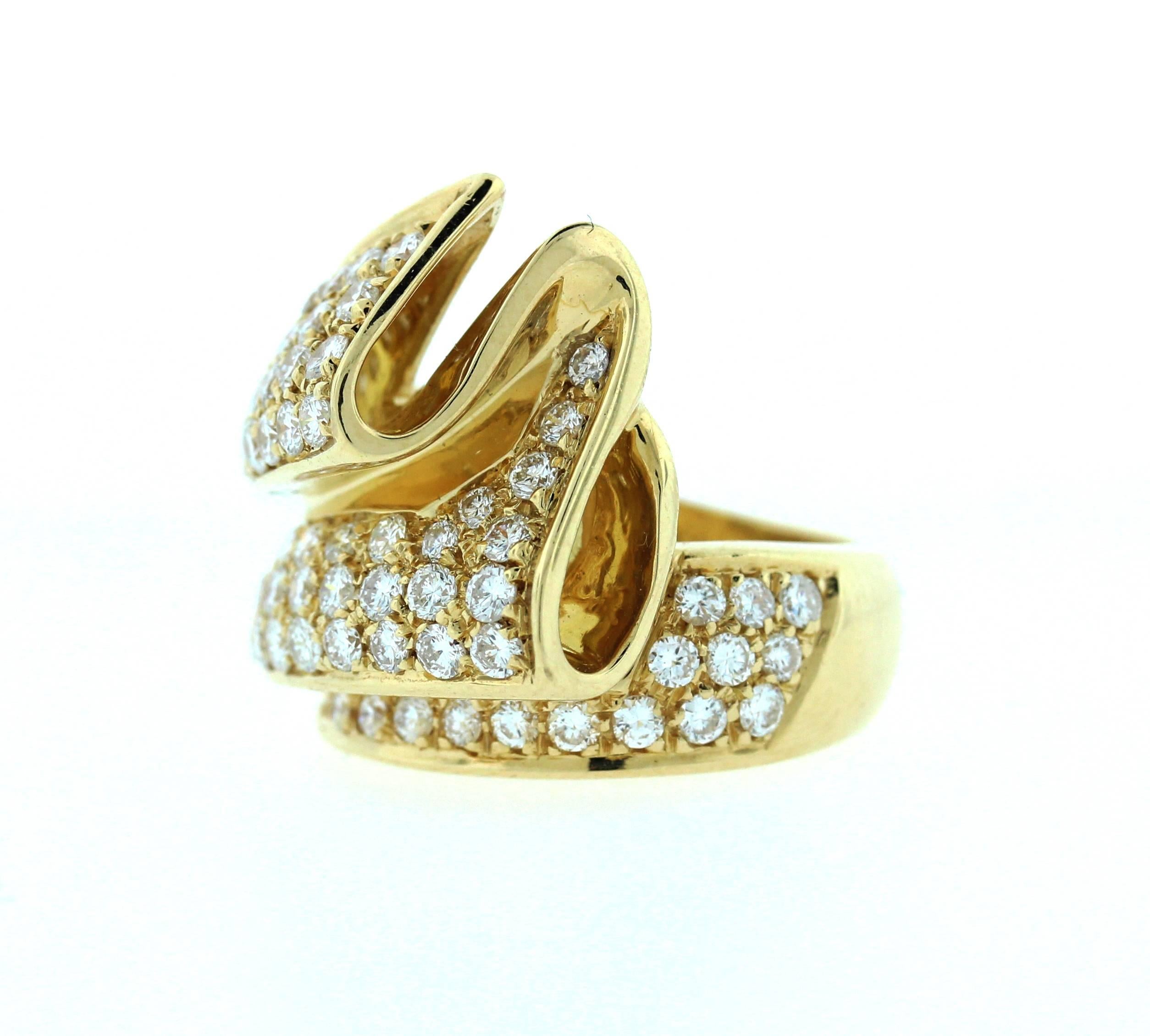 Women's Gold and Diamond Ribbon Ring