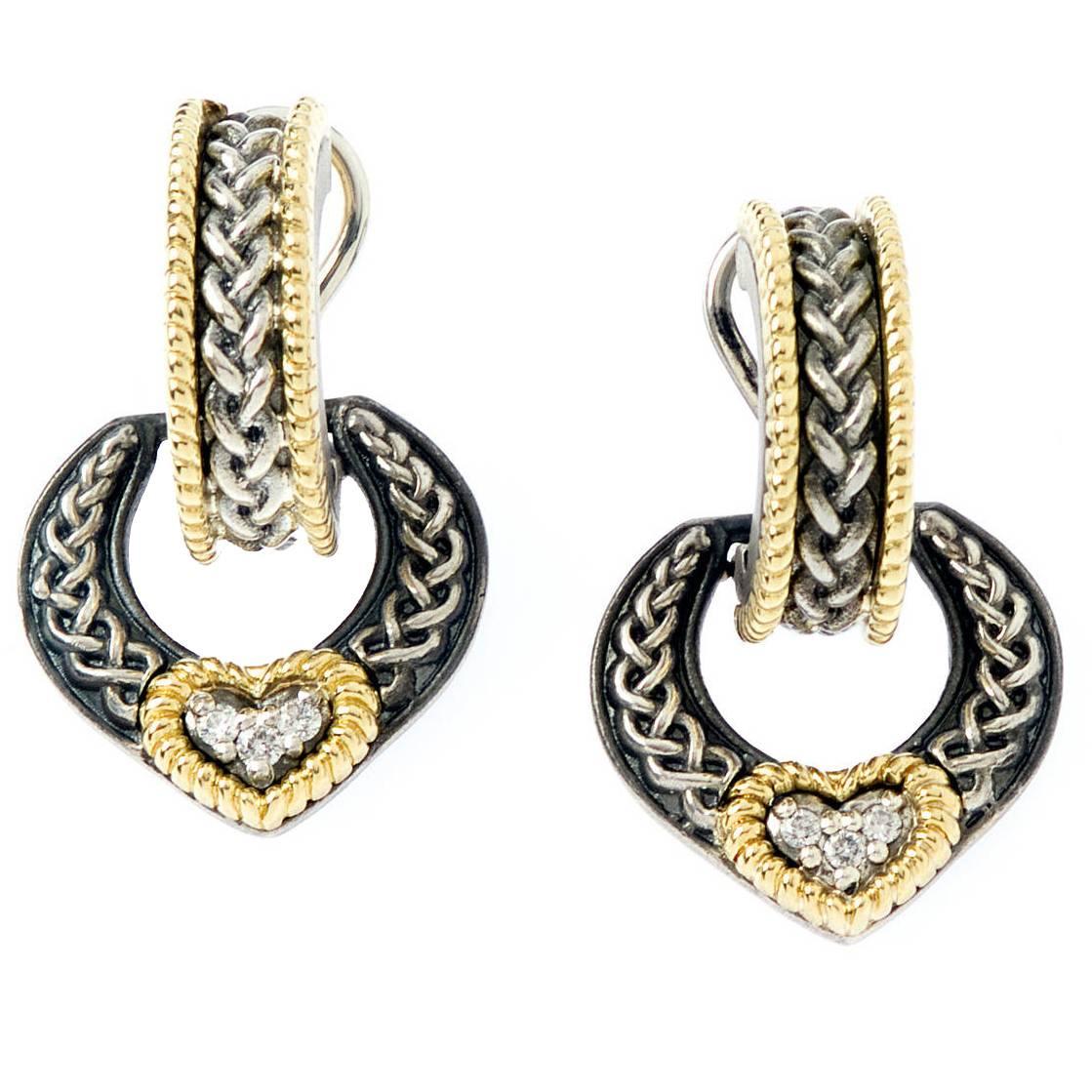 Stambolian Silver Gold Diamond Heart Earrings