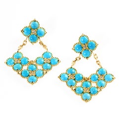 Stambolian Sleeping Beauty Turquoise Gold Drop Earrings