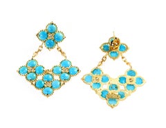 Stambolian Sleeping Beauty Turquoise Gold Drop Earrings