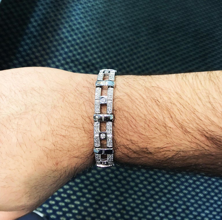 White Gold and Diamond Men's Bracelet at 1stDibs mens diamond link