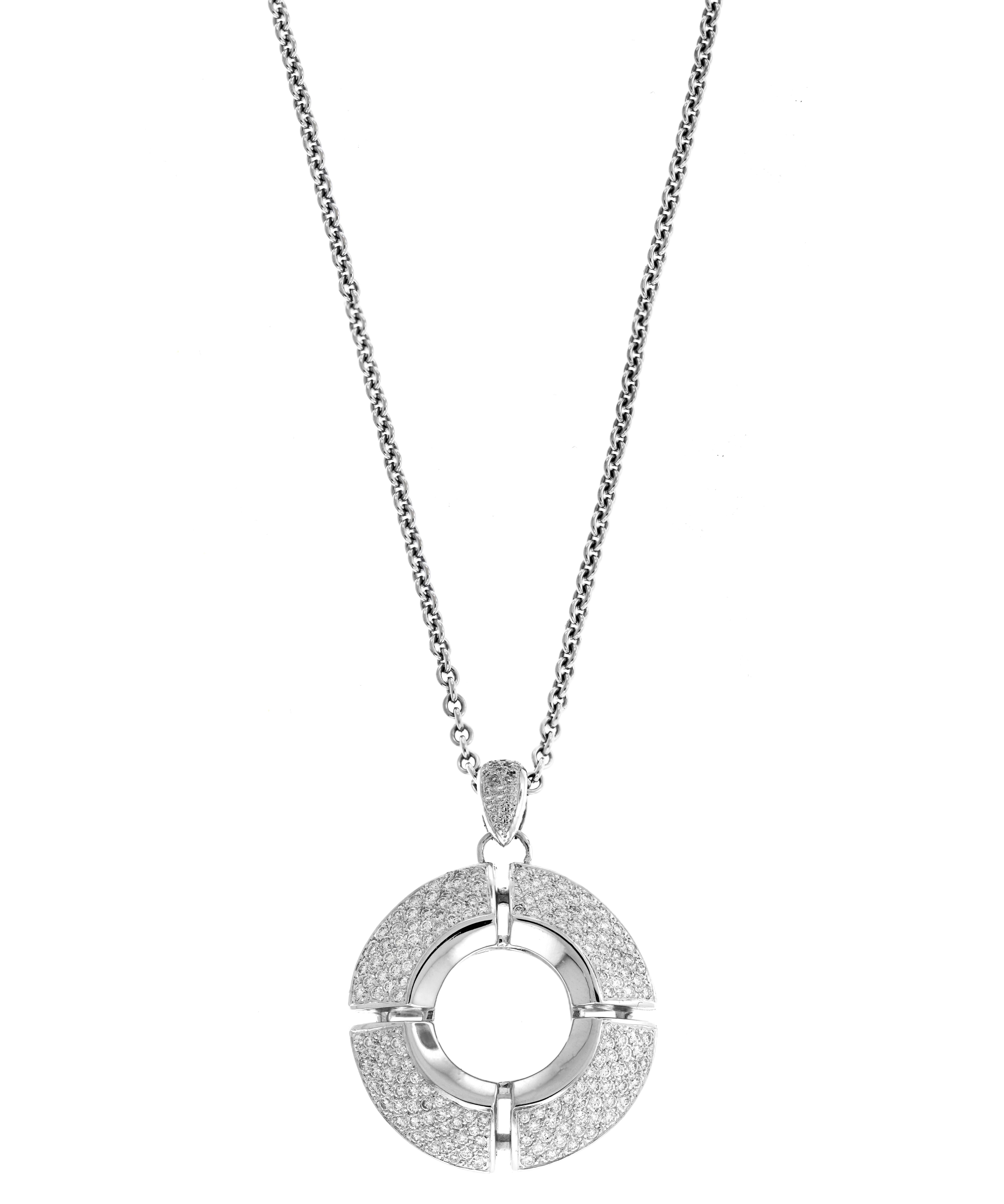 Women's Antonini Platinum and White Gold Diamond Pendant Chain Necklace