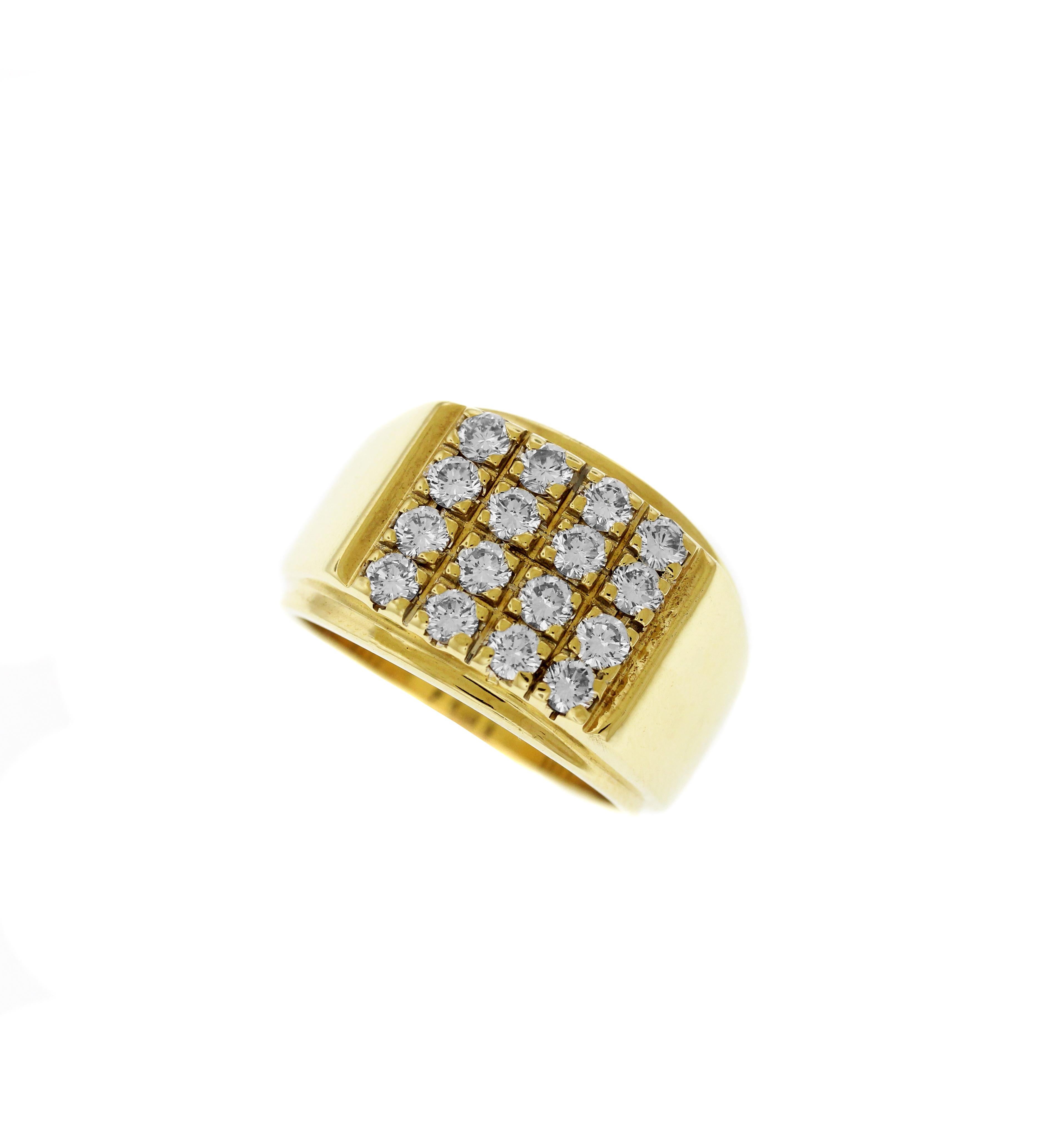 Yellow Gold and Diamond Men's Ring In Excellent Condition In Boca Raton, FL