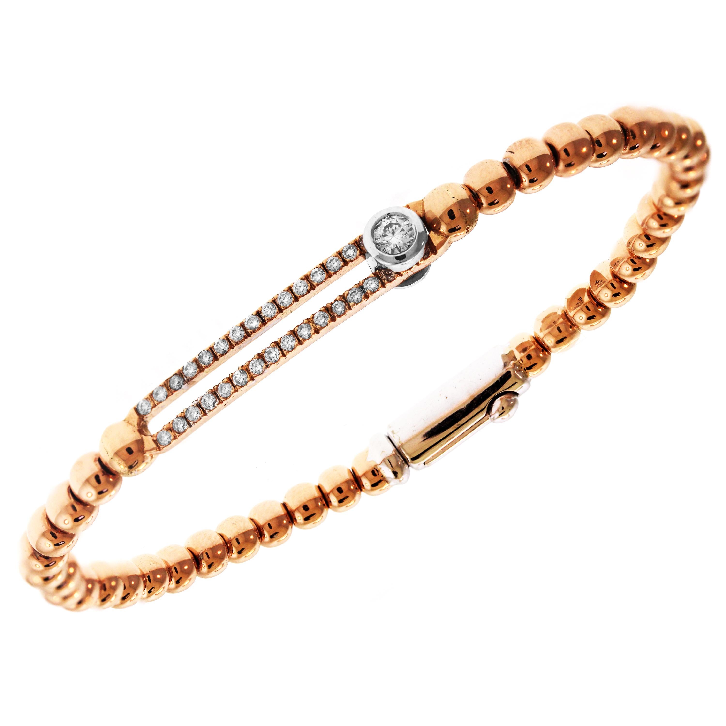 Rose Gold and Diamond Bracelet with Sliding Diamond In New Condition In Boca Raton, FL